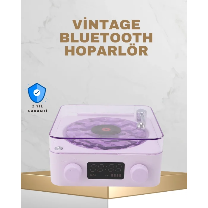 Mey İthalat® Retro Pikap Tasarımlı Bluetooth Hoparlör – Projektörlü Şarjlı Lamba