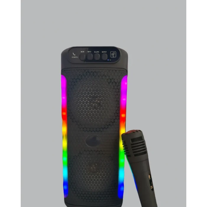 Mey İthalat® RGB Işıklı Çift Hoparlörlü Taşınabilir Bluetooth Speaker ve Mikrofon Yeni Nesil