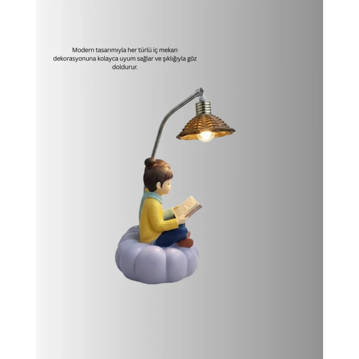 Mey İthalat® Romantik Çift Temalı Dekoratif Masa Lambası Yumuşak LED Işık