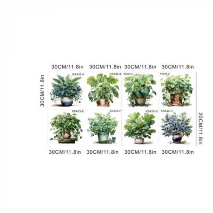 Mey İthalat® Saksılı Çiçek Tasarımlı 8li Sticker MC-480A