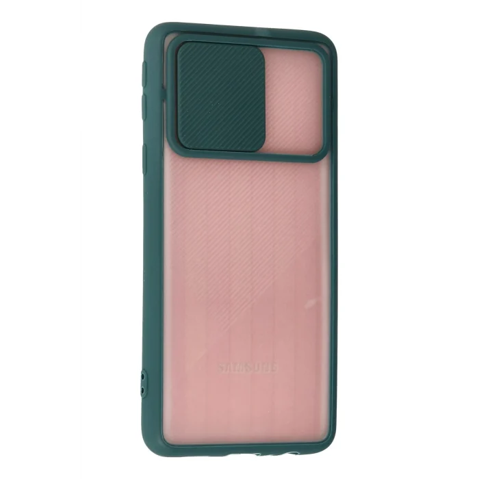 Mey İthalat®  Samsung Galaxy A01 Core Kılıf Palm Buzlu Kamera Sürgülü Silikon - Yeşil