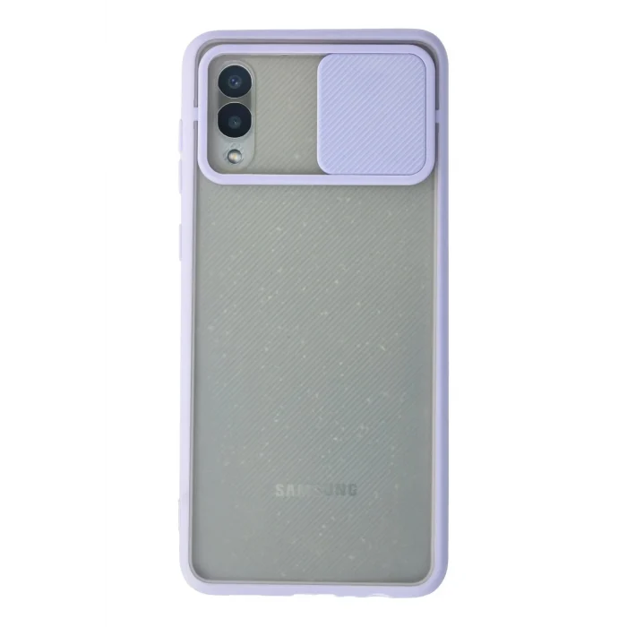 Mey İthalat®  Samsung Galaxy A02 Kılıf Palm Buzlu Kamera Sürgülü Silikon - Lila