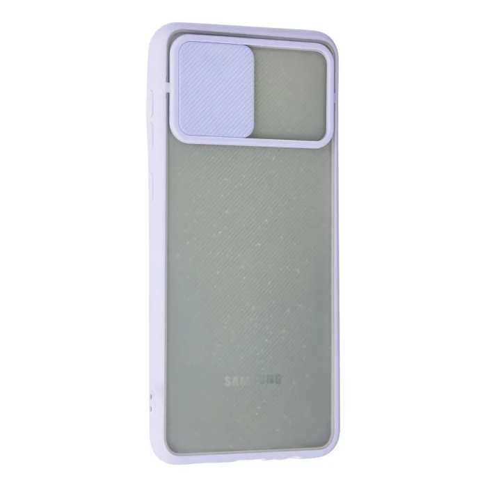 Mey İthalat®  Samsung Galaxy A02 Kılıf Palm Buzlu Kamera Sürgülü Silikon - Lila