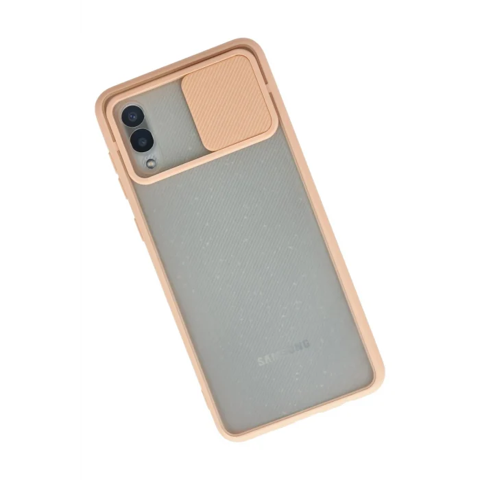 Mey İthalat®  Samsung Galaxy A02 Kılıf Palm Buzlu Kamera Sürgülü Silikon - Pembe