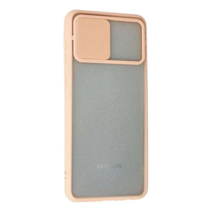 Mey İthalat®  Samsung Galaxy A02 Kılıf Palm Buzlu Kamera Sürgülü Silikon - Pembe