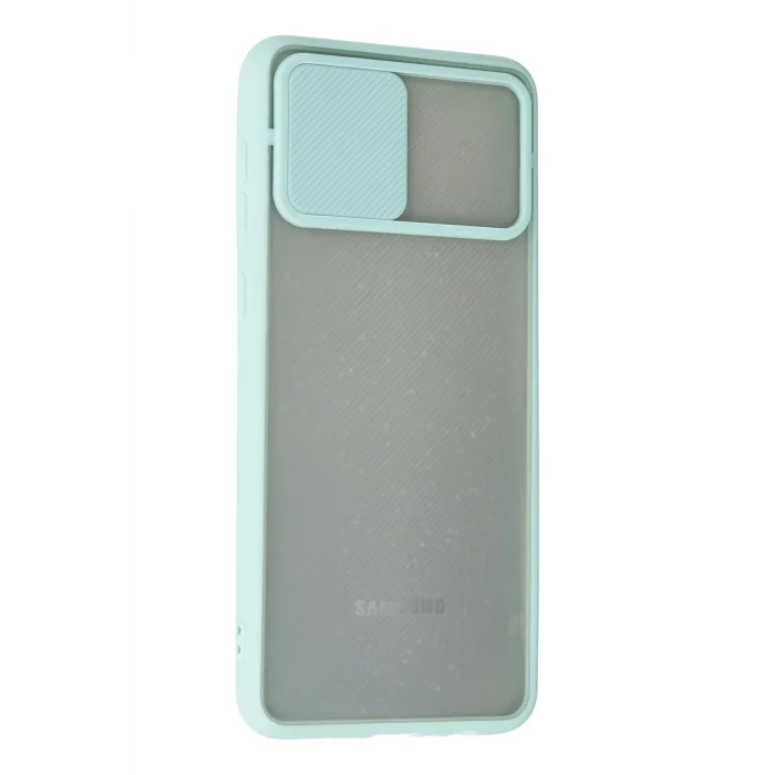 Mey İthalat®  Samsung Galaxy A02 Kılıf Palm Buzlu Kamera Sürgülü Silikon - Turkuaz