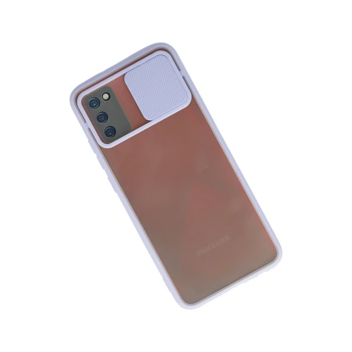 Mey İthalat®  Samsung Galaxy A02S Kılıf Palm Buzlu Kamera Sürgülü Silikon - Lila
