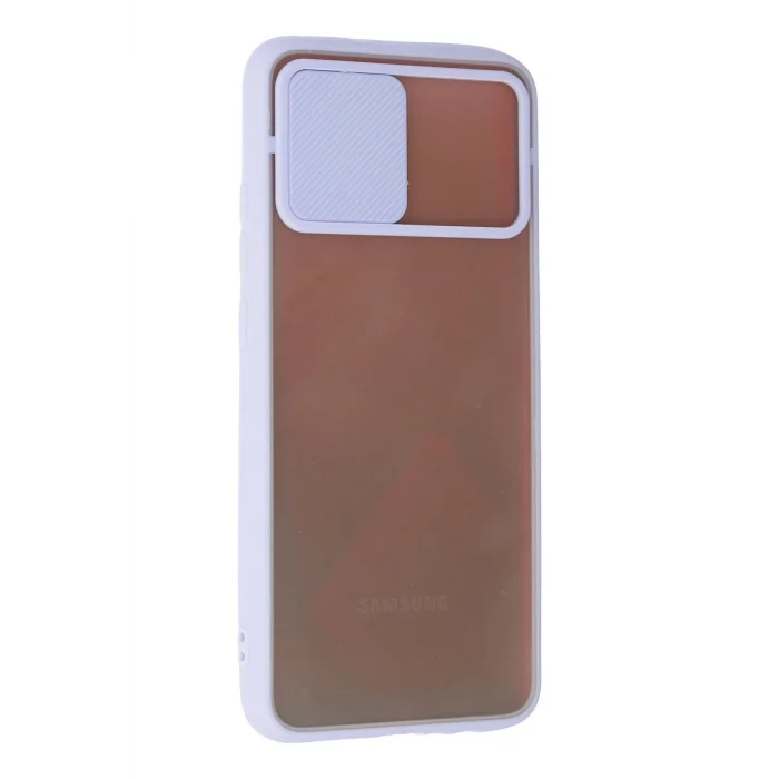 Mey İthalat®  Samsung Galaxy A02S Kılıf Palm Buzlu Kamera Sürgülü Silikon - Lila