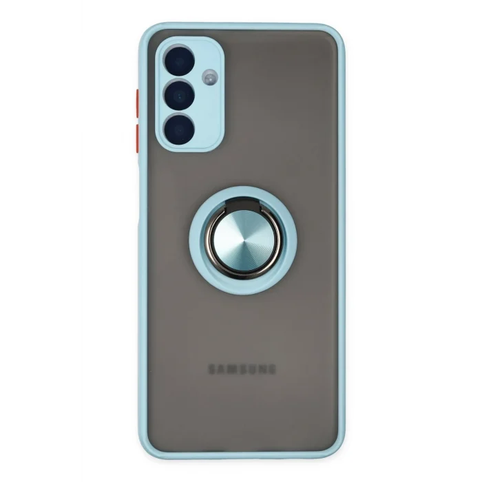 Mey İthalat®  Samsung Galaxy A04S Kılıf Montreal Yüzüklü Silikon Kapak - Buz Mavi
