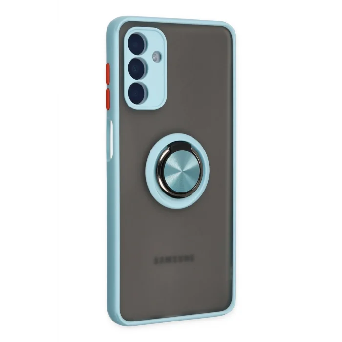 Mey İthalat®  Samsung Galaxy A04S Kılıf Montreal Yüzüklü Silikon Kapak - Buz Mavi