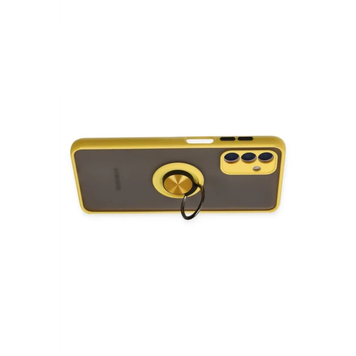Mey İthalat®  Samsung Galaxy A04S Kılıf Montreal Yüzüklü Silikon Kapak - Sarı