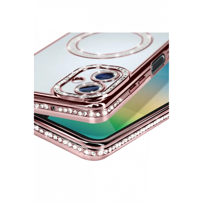 Mey İthalat®  Samsung Galaxy A06 Joke Simli Magneticsafe Kılıf - Pembe