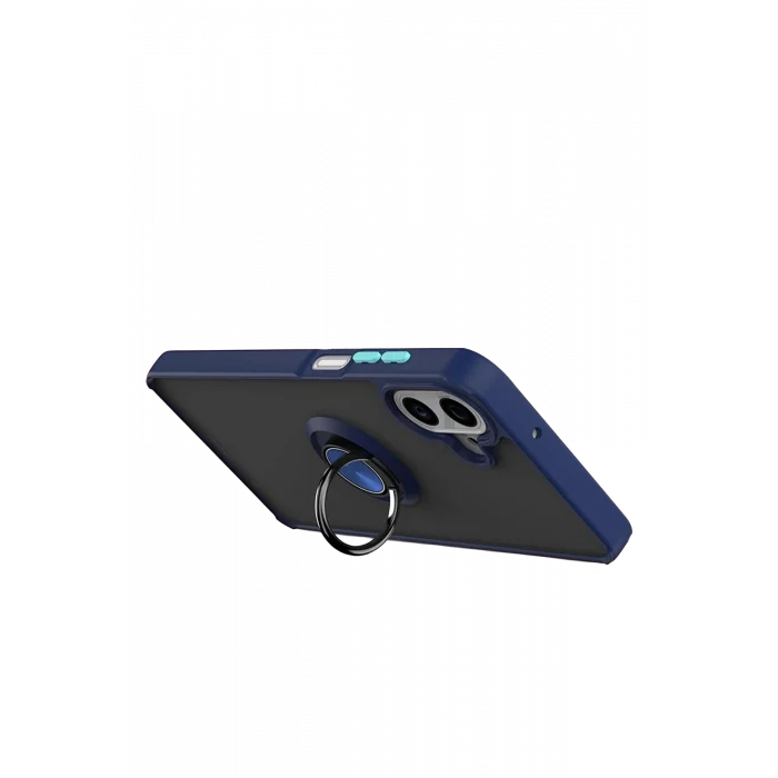 Mey İthalat®  Samsung Galaxy A07 4G Montreal Yüzüklü Silikon Kapak - Lacivert