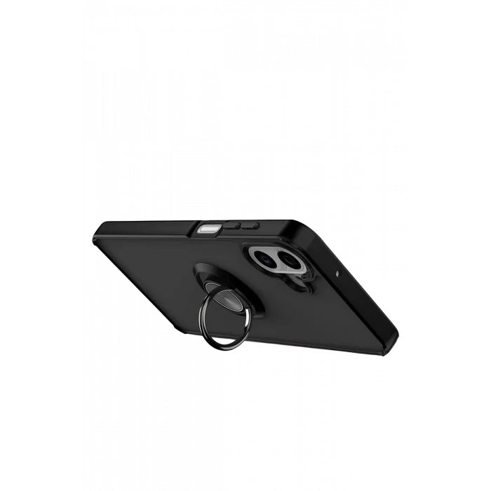 Mey İthalat®  Samsung Galaxy A07 4G Montreal Yüzüklü Silikon Kapak - Siyah