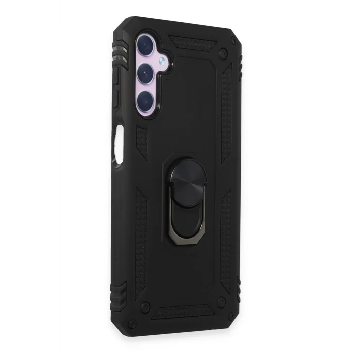 Mey İthalat®  Samsung Galaxy A14 4G Kılıf Sofya Yüzüklü Silikon Kapak - Siyah