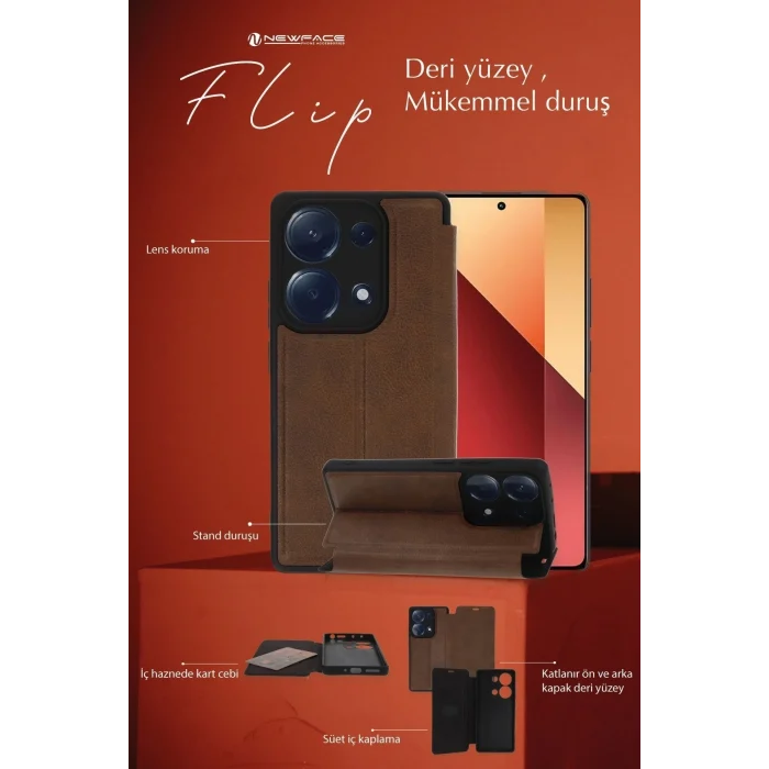 Mey İthalat®  Samsung Galaxy A15 4G Kılıf Flip Cover - Taba