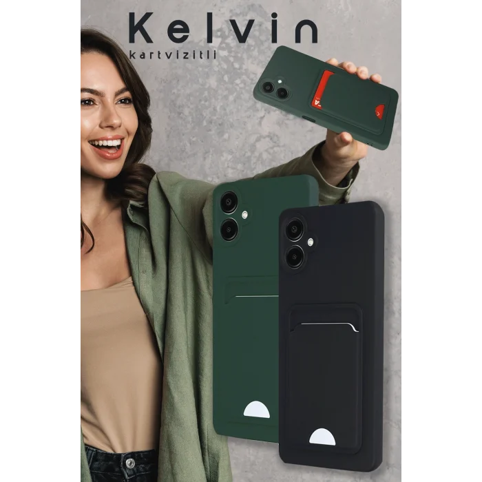 Mey İthalat®  Samsung Galaxy A16 5G Kılıf Kelvin Kartvizitli Silikon - Açık Yeşili