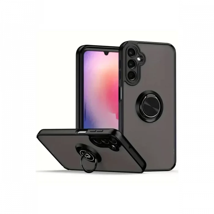 Mey İthalat®  Samsung Galaxy A16 5G Kılıf Montreal Yüzüklü Silikon Kapak - Siyah