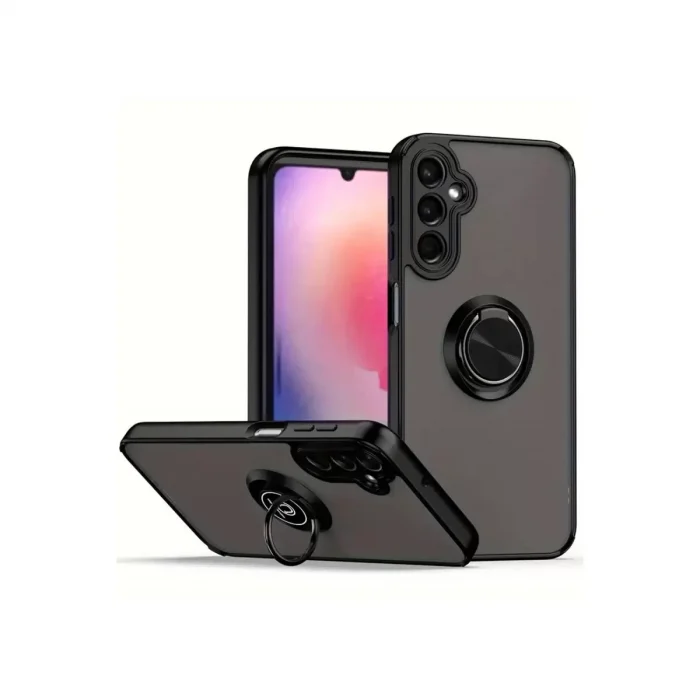 Mey İthalat®  Samsung Galaxy A16 5G Kılıf Montreal Yüzüklü Silikon Kapak - Siyah