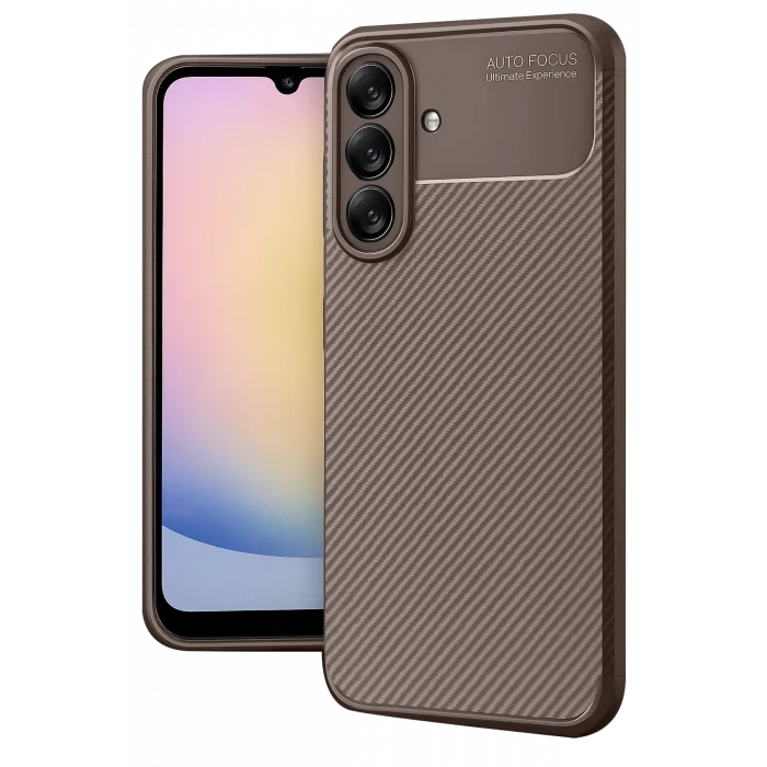 Mey İthalat®  Samsung Galaxy A17 5G Auto Focus Karbon Kapak - Kahverengi