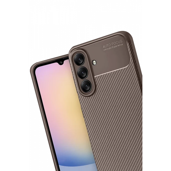 Mey İthalat®  Samsung Galaxy A17 5G Auto Focus Karbon Kapak - Kahverengi