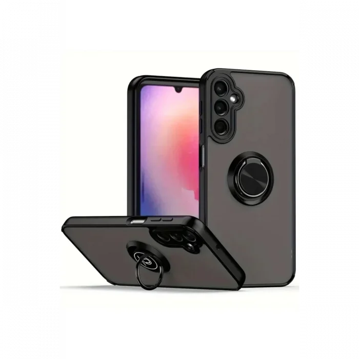 Mey İthalat®  Samsung Galaxy A17 5G Montreal Yüzüklü Silikon Kapak - Siyah