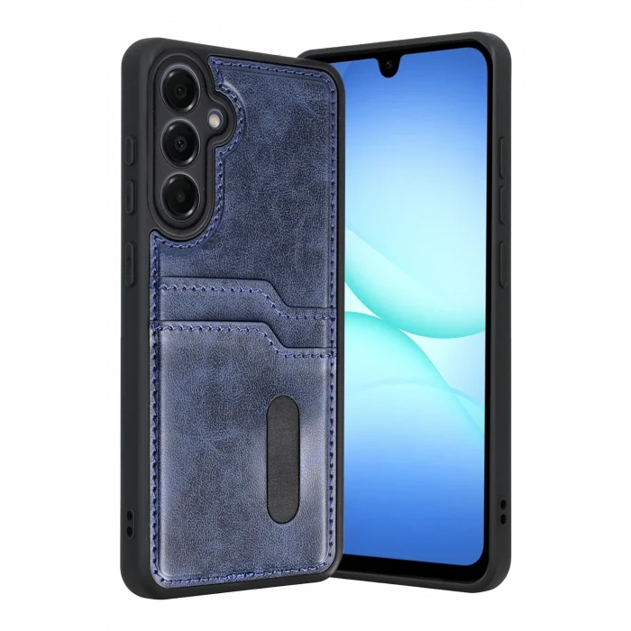 Mey İthalat®  Samsung Galaxy A17 5G Sara Kartvizitli Deri Kılıf - Lacivert