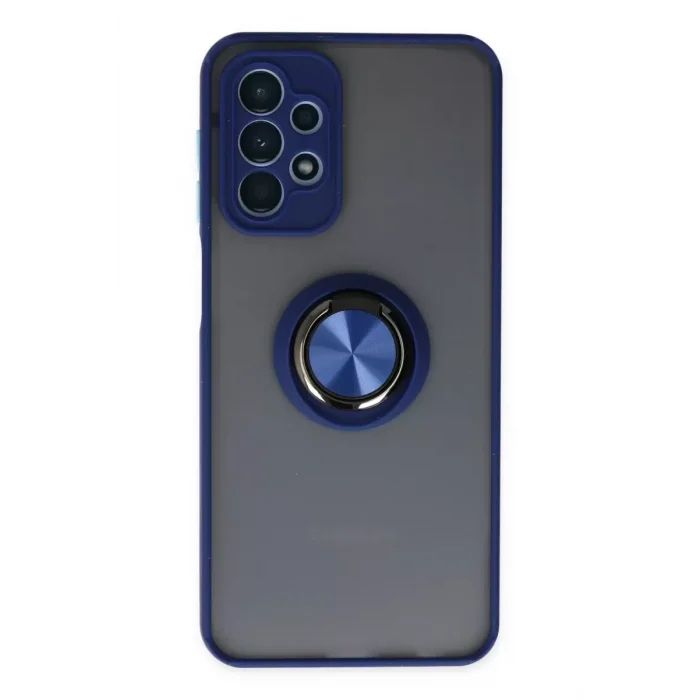 Mey İthalat®  Samsung Galaxy A23 4G Kılıf Montreal Yüzüklü Silikon Kapak - Lacivert