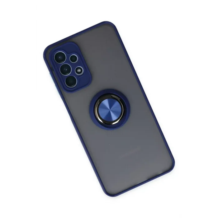 Mey İthalat®  Samsung Galaxy A23 4G Kılıf Montreal Yüzüklü Silikon Kapak - Lacivert