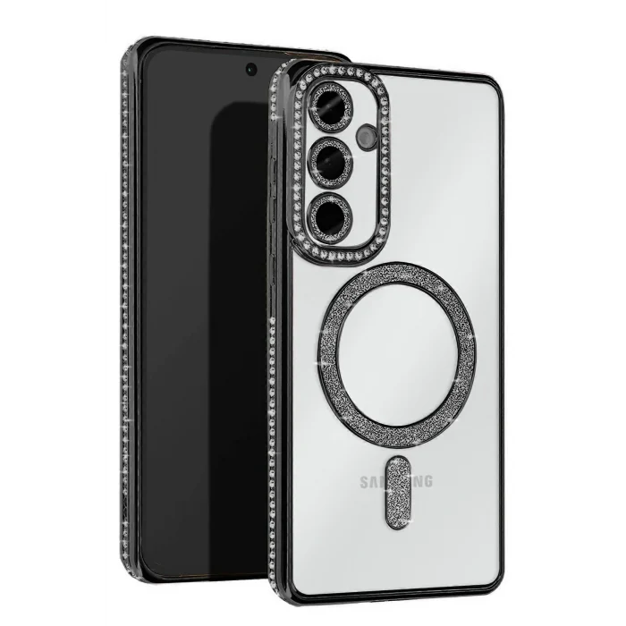 Mey İthalat®  Samsung Galaxy A26 Joke Simli Magneticsafe Kılıf - Siyah