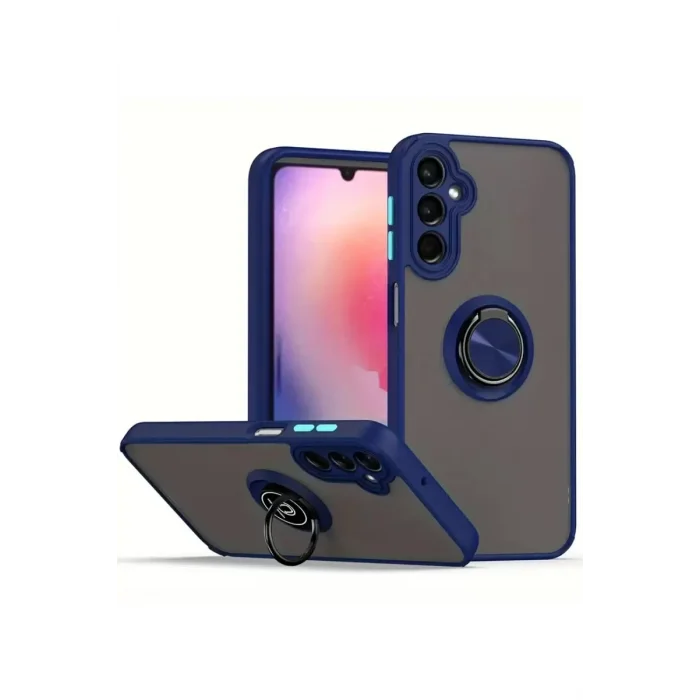 Mey İthalat®  Samsung Galaxy A26 Kılıf Montreal Yüzüklü Silikon Kapak - Lacivert