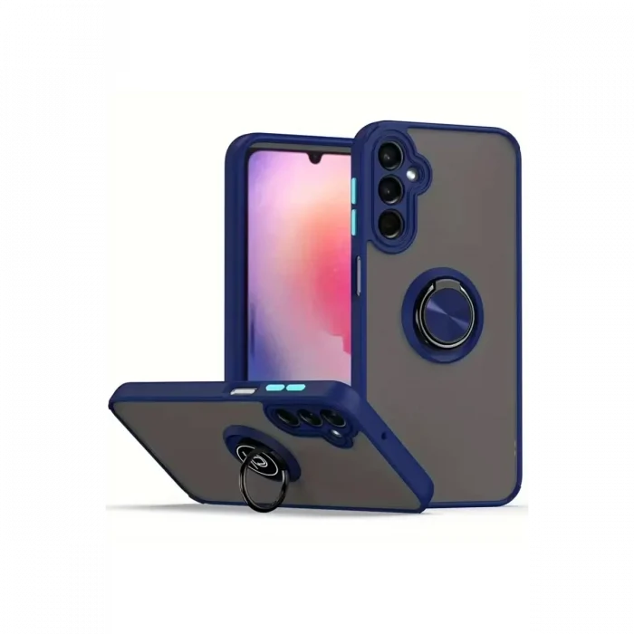 Mey İthalat®  Samsung Galaxy A26 Kılıf Montreal Yüzüklü Silikon Kapak - Lacivert