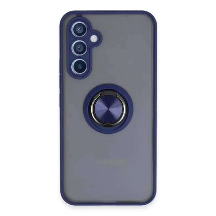 Mey İthalat®  Samsung Galaxy A34 5G Kılıf Montreal Yüzüklü Silikon Kapak - Lacivert