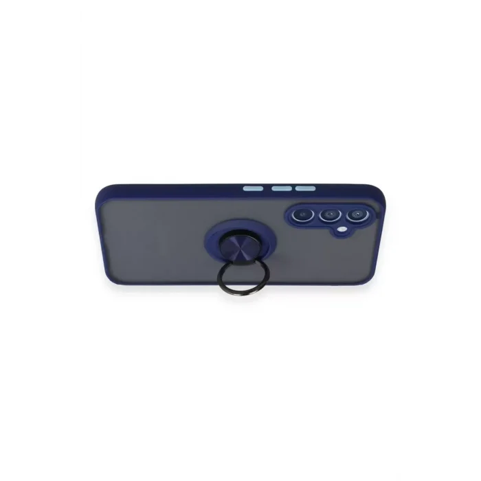 Mey İthalat®  Samsung Galaxy A34 5G Kılıf Montreal Yüzüklü Silikon Kapak - Lacivert