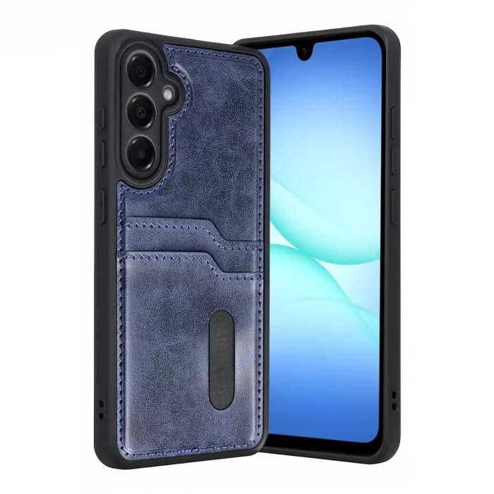 Mey İthalat®  Samsung Galaxy A37 5G Sara Kartvizitli Deri Kılıf - Lacivert