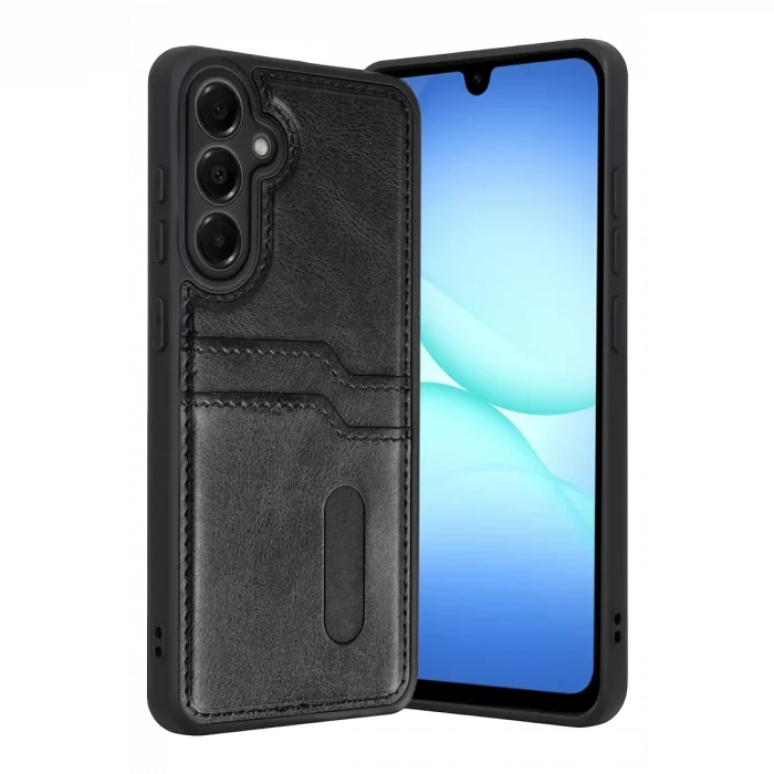 Mey İthalat®  Samsung Galaxy A37 5G Sara Kartvizitli Deri Kılıf - Siyah