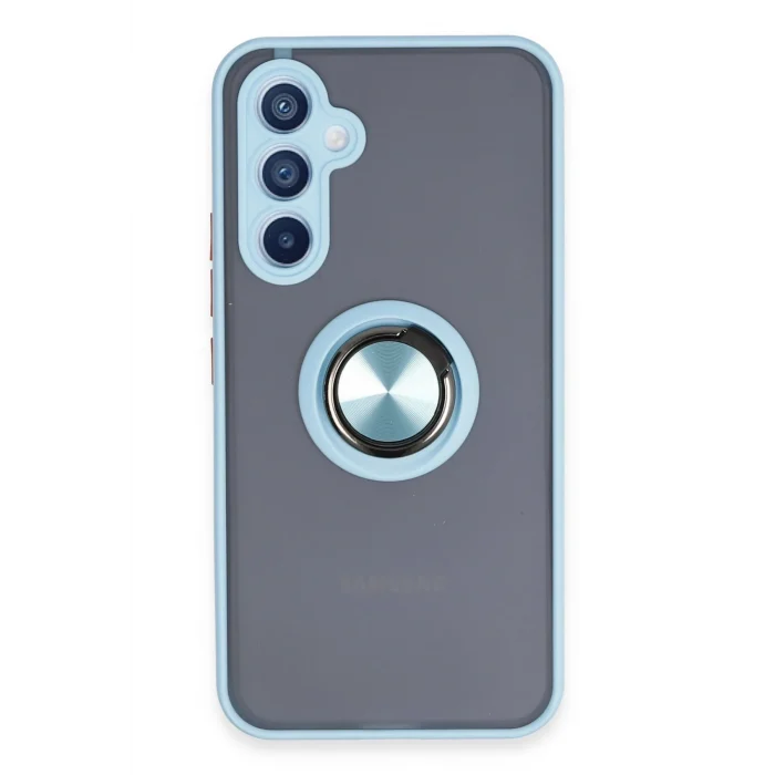 Mey İthalat®  Samsung Galaxy A54 5G Kılıf Montreal Yüzüklü Silikon Kapak - Buz Mavi