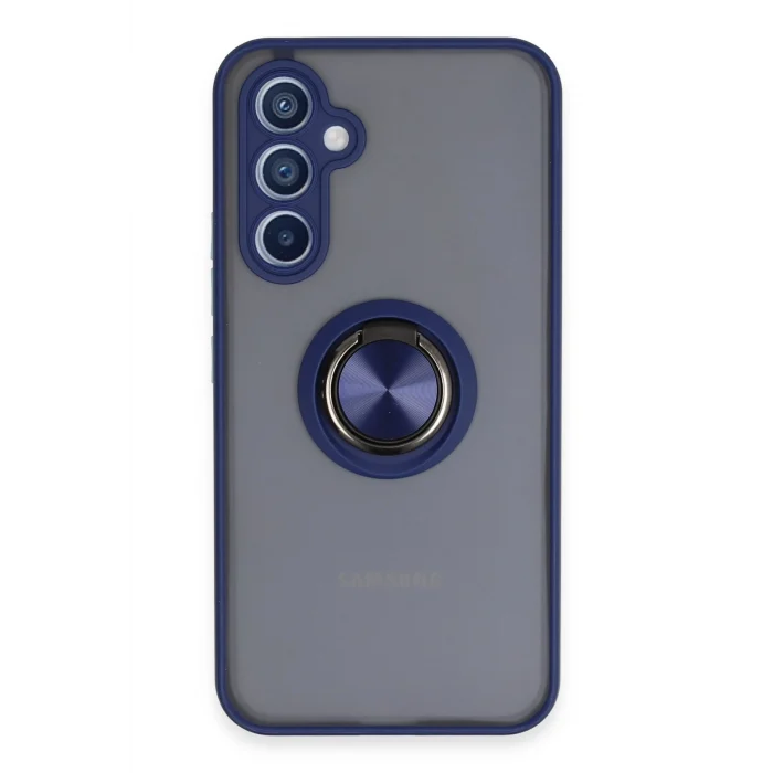 Mey İthalat®  Samsung Galaxy A54 5G Kılıf Montreal Yüzüklü Silikon Kapak - Lacivert