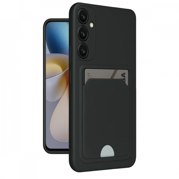 Mey İthalat®  Samsung Galaxy A55 5G Kılıf Kelvin Kartvizitli Silikon - Siyah