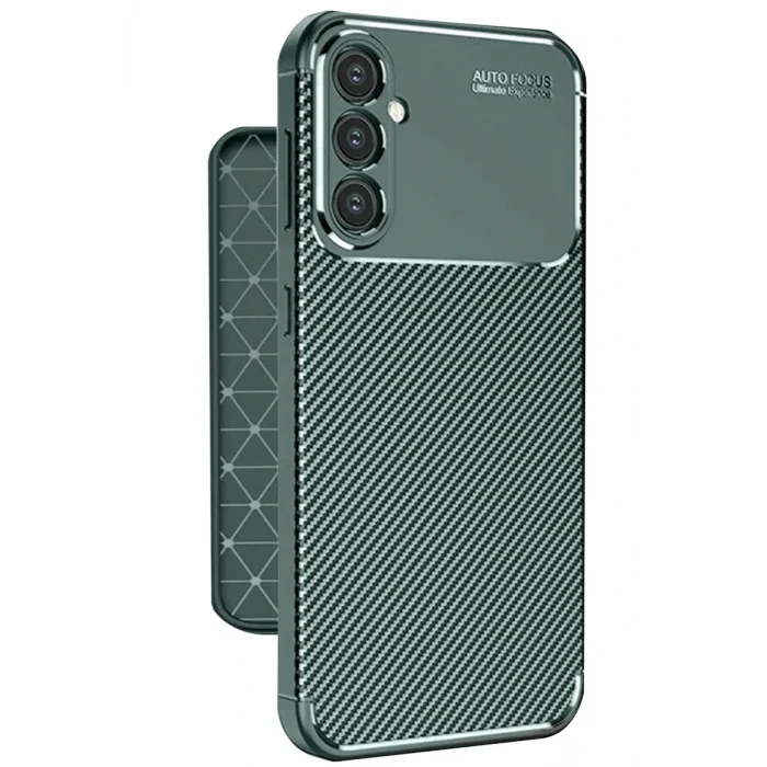 Mey İthalat®  Samsung Galaxy A56 Kılıf Auto Focus Karbon Kapak - Koyu Yeşil