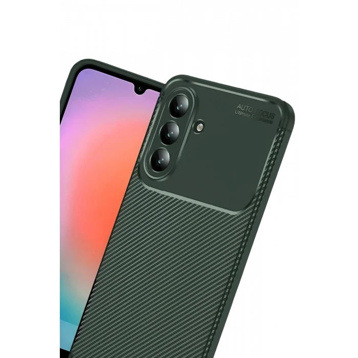Mey İthalat®  Samsung Galaxy A57 5G Auto Focus Karbon Kapak - Koyu Yeşil
