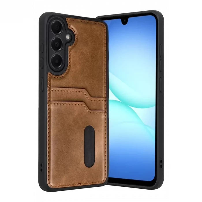 Mey İthalat®  Samsung Galaxy A57 5G Sara Kartvizitli Deri Kılıf - Taba