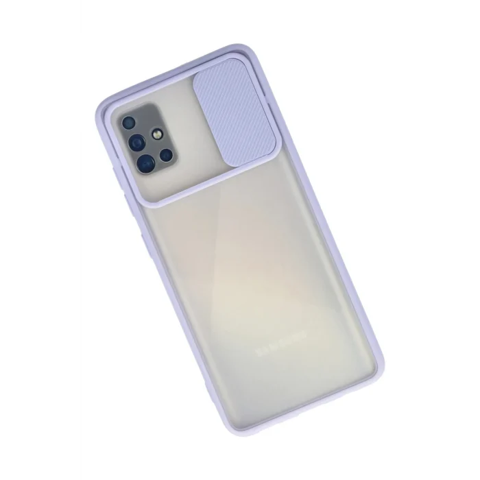 Mey İthalat®  Samsung Galaxy A71 Kılıf Palm Buzlu Kamera Sürgülü Silikon - Lila
