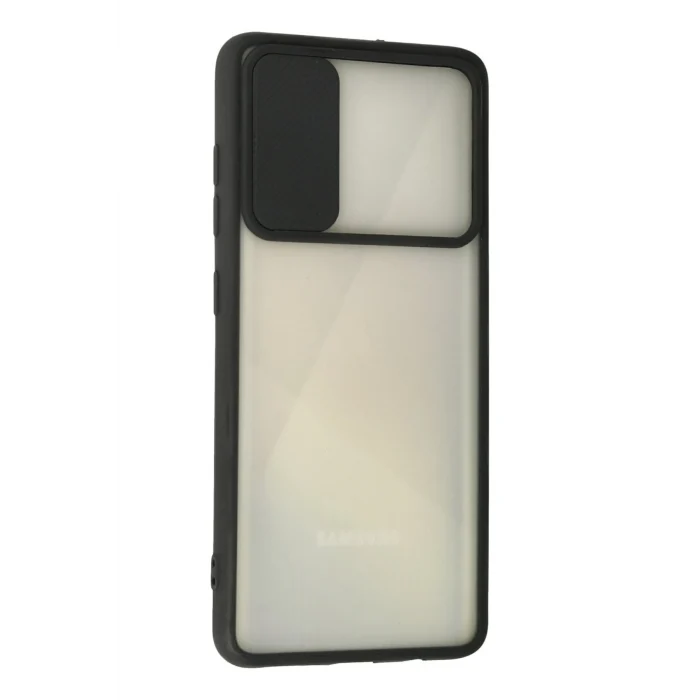 Mey İthalat®  Samsung Galaxy A71 Kılıf Palm Buzlu Kamera Sürgülü Silikon - Siyah
