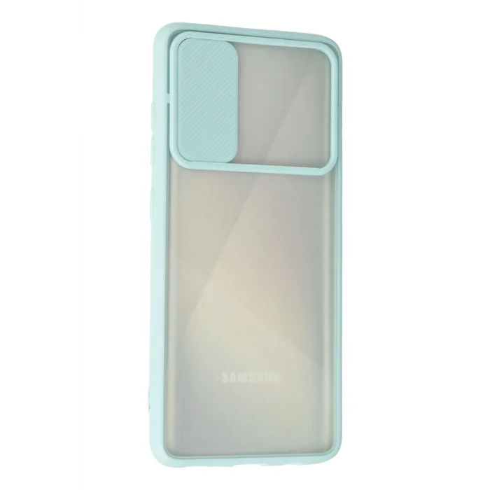 Mey İthalat®  Samsung Galaxy A71 Kılıf Palm Buzlu Kamera Sürgülü Silikon - Turkuaz