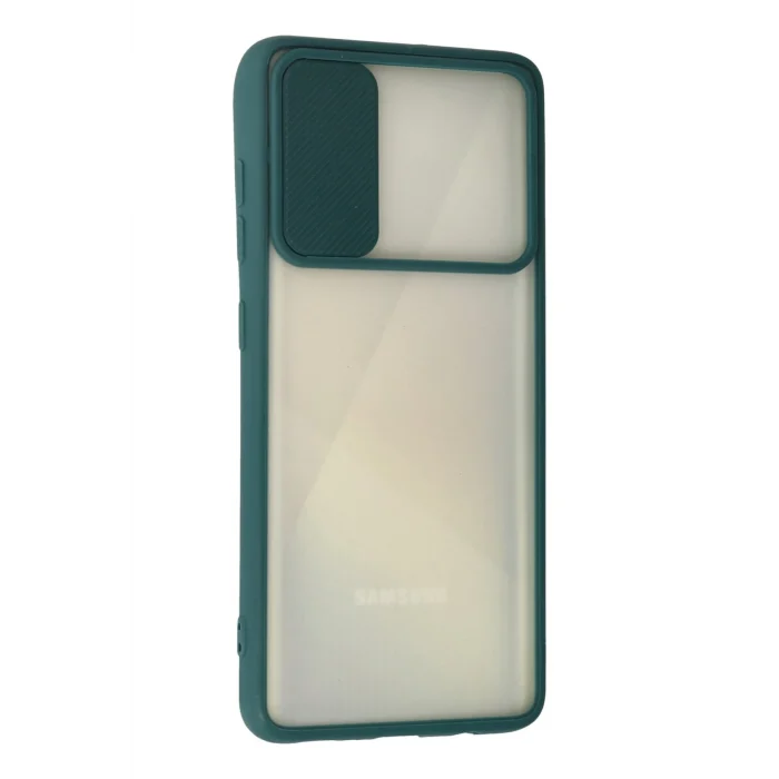 Mey İthalat®  Samsung Galaxy A71 Kılıf Palm Buzlu Kamera Sürgülü Silikon - Yeşil