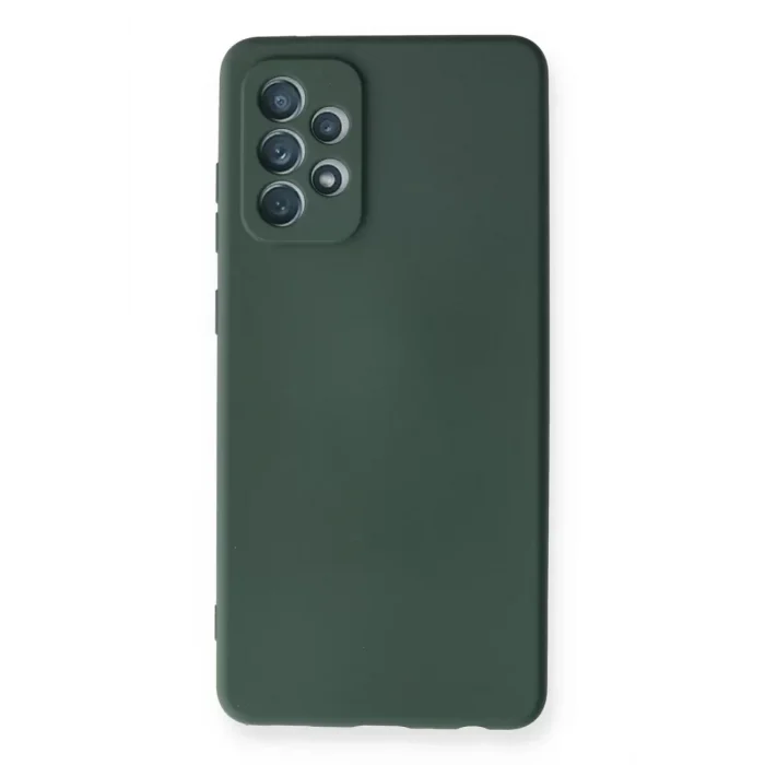 Mey İthalat®  Samsung Galaxy A72 Kılıf Nano içi Kadife Silikon - Koyu Yeşil