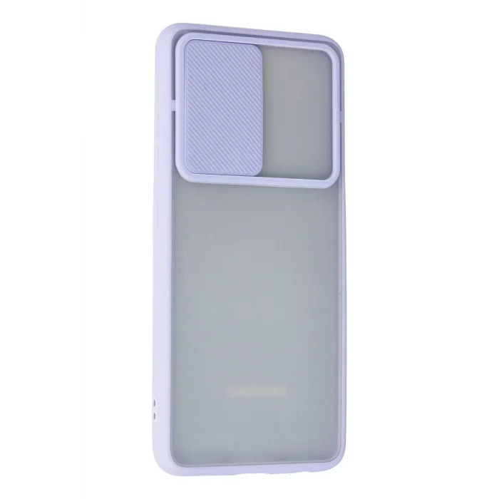Mey İthalat®  Samsung Galaxy A72 Kılıf Palm Buzlu Kamera Sürgülü Silikon - Lila