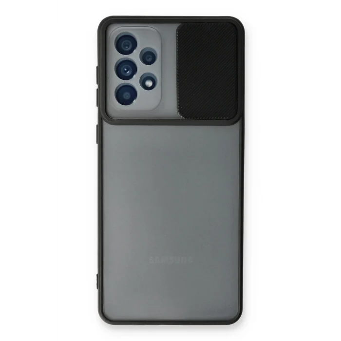 Mey İthalat®  Samsung Galaxy A73 5G Kılıf Palm Buzlu Kamera Sürgülü Silikon - Siyah