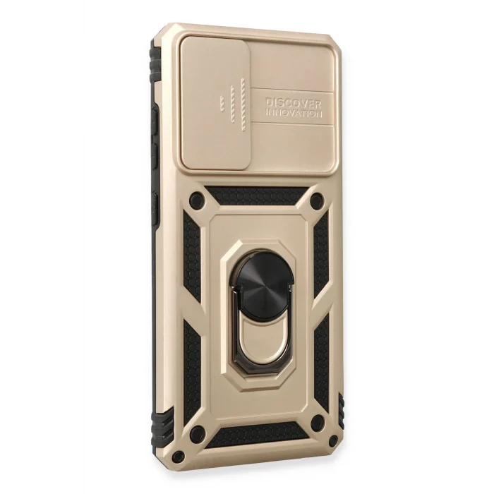 Mey İthalat®  Samsung Galaxy A73 5G Kılıf Pars Lens Yüzüklü Silikon - Gold
